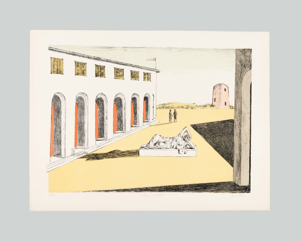 Lithograph De Chirico - Piazza d'Italia