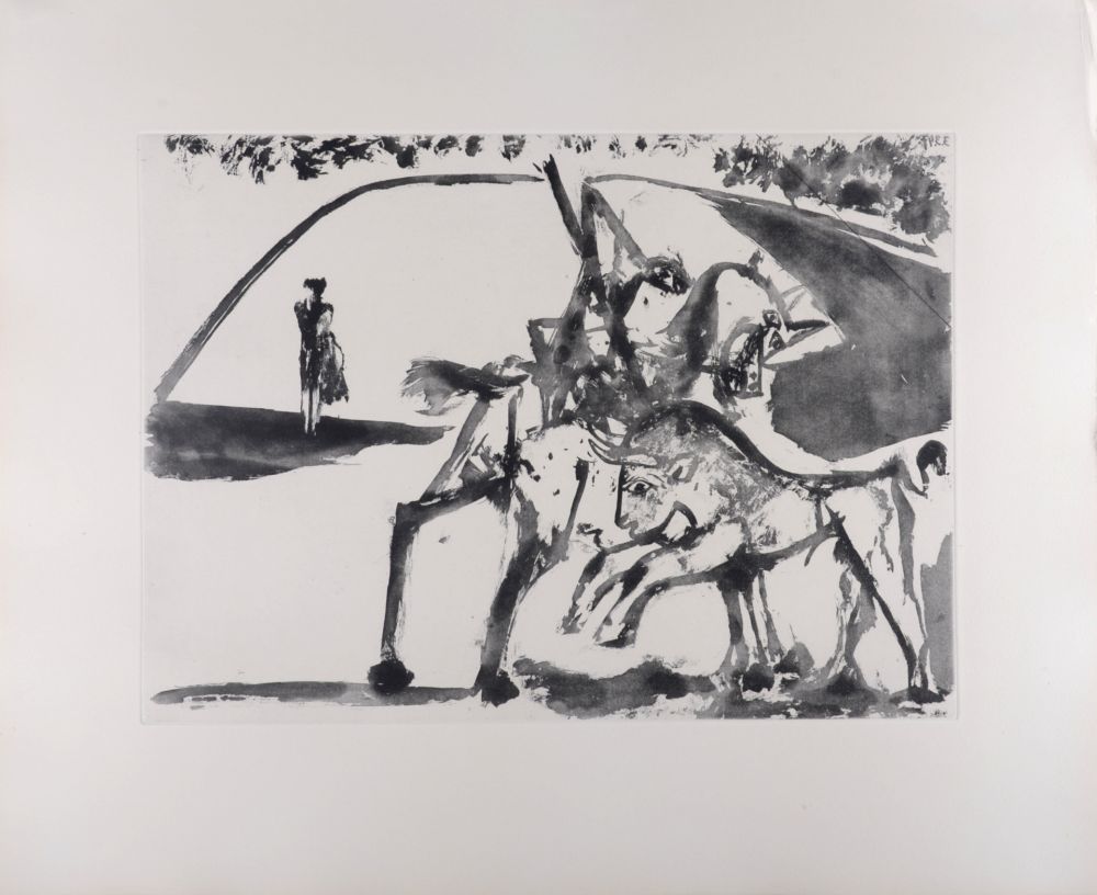 Aquatint Picasso - Picador et Torero dans l'arène, 1947