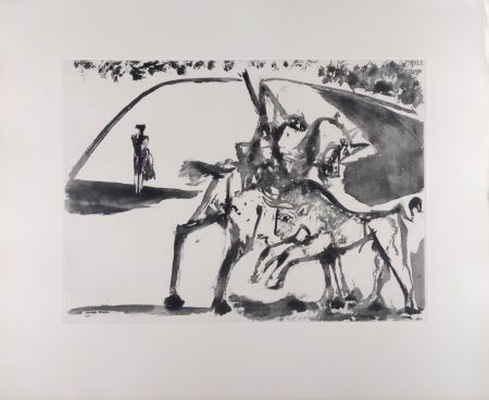 Aquatint Picasso - Picador et Torero dans l'arène, 1947