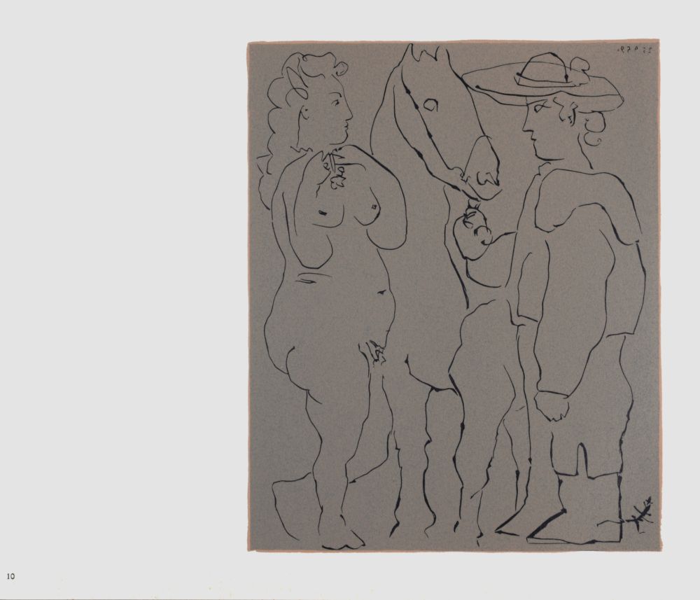Linocut Picasso (After) - Picador, femme et cheval, 1962