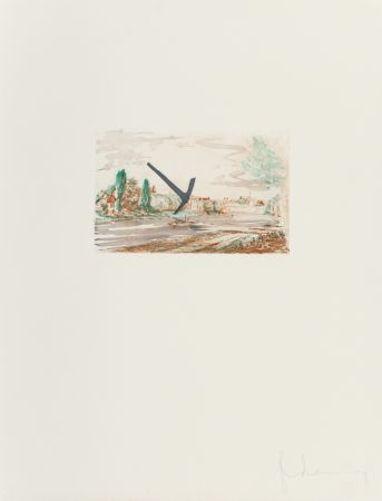 Etching Oldenburg - Pick-Axe Superimposed on a Drawing of Site by EL Grimm
