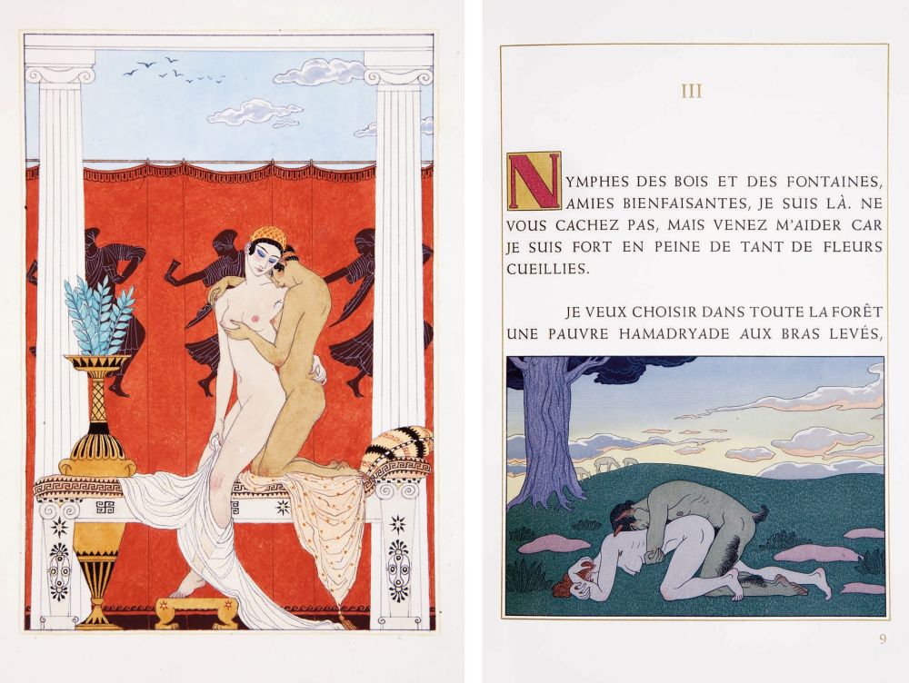 Illustrated Book Barbier - Pierre Loüys : LES CHANSONS DE BILITIS. Seul texte véritable et complet. Imprimé à Mitylène pour les amis de Bilitis, 1929.