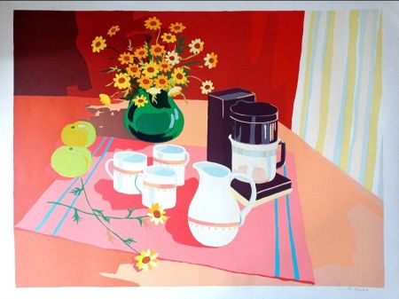 Lithograph Unknown - Pierre Roux, Still Life with Apples, 1970s, Hand signed Lithograph