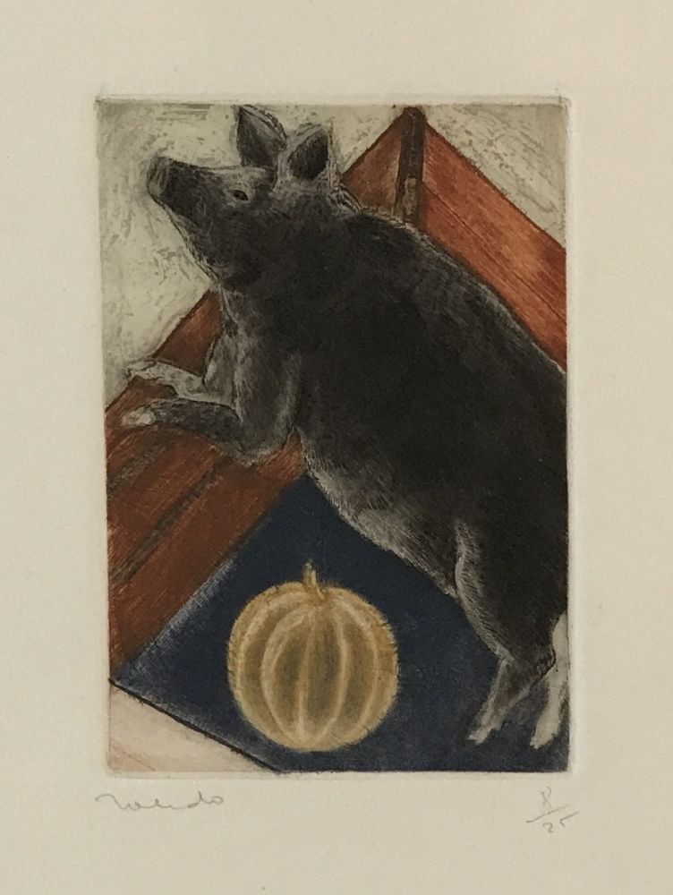 Etching Toledo - Pig with Pumpkin