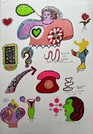 Lithograph De Saint Phalle - Pills