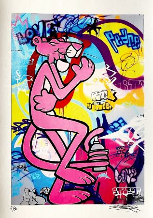Lithograph Fat - Pink Panther Rock & Roll