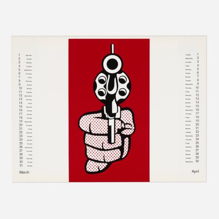 Screenprint Lichtenstein - Pistol (from Banner, Multiples Calendar