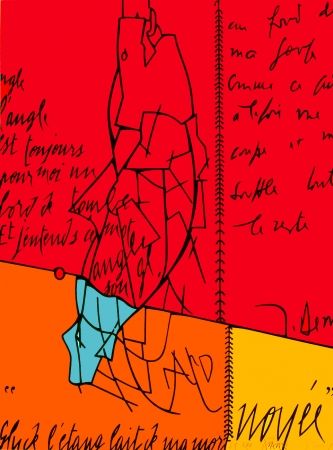 Lithograph Adami - Placard Derrida