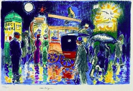 Lithograph Van Dongen - Place Pigalle by Night