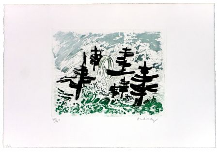 Linocut Alechinsky - Poignée d'arbres