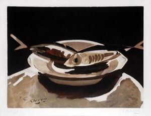 Etching Braque - Poissons