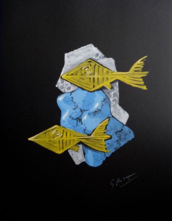 Lithograph Braque - Poissons dorés