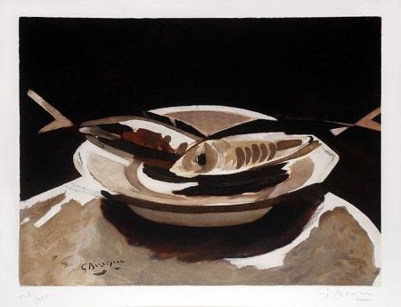 Etching Braque - Poissons (Fish), c. 1956
