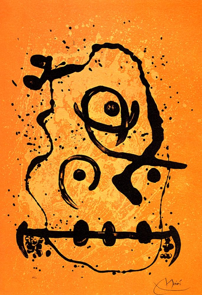Lithograph Miró - Polyglotte Orange