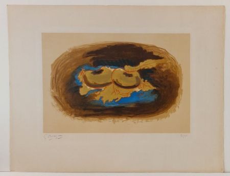 Lithograph Braque - Pommes et feuilles 