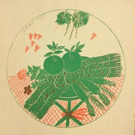 Lithograph Fassianos - Pommes et foulard