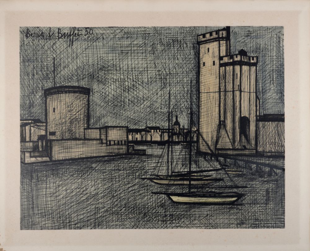 Lithograph Buffet - Port de la Rochelle, 1960
