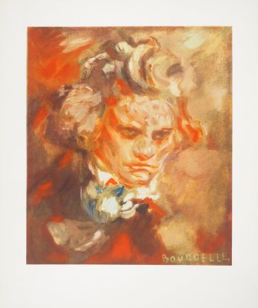 Lithograph Bourdelle - Portait de Beethoven