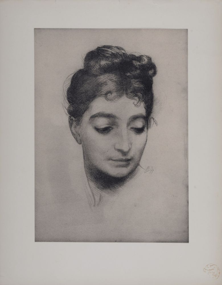 Lithograph Bracquemond - Portrait, 1897