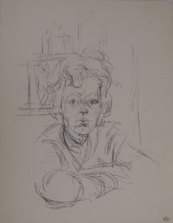 Lithograph Giacometti - Portrait d'Annette (signée du cachet)