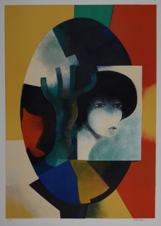 Lithograph Minaux - Portrait de femme, circa 1970 - Hand-signed