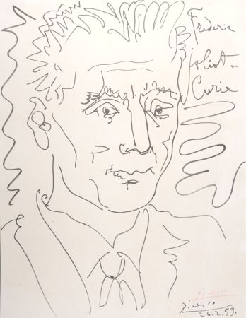 Lithograph Picasso (After) - Portrait de Frédéric Joliot-Curie, 1959