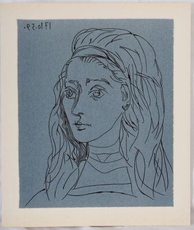 Linocut Picasso - Portrait de Jacqueline