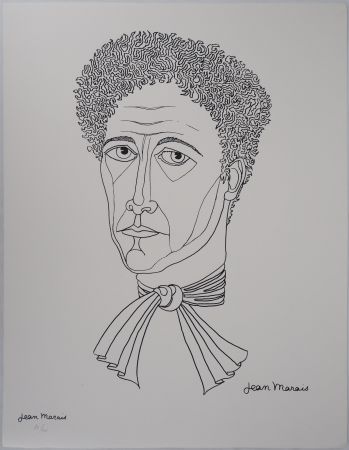 Lithograph Marais  - Portrait de Jean Cocteau