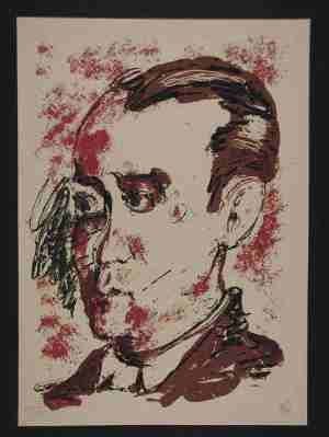 Screenprint Lüpertz - Portrait de Lorca