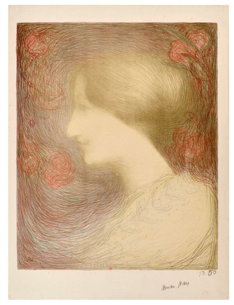 Lithograph Aman-Jean - Portrait de Mlle M.