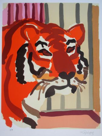 Lithograph Lapicque - Portrait de Tigre