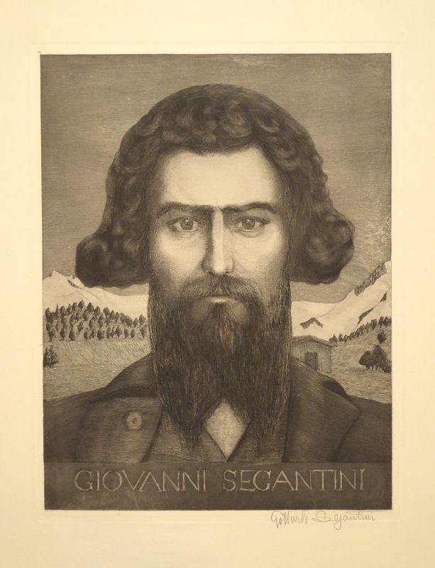 Etching Segantini - Portrait Giovanni Segantini
