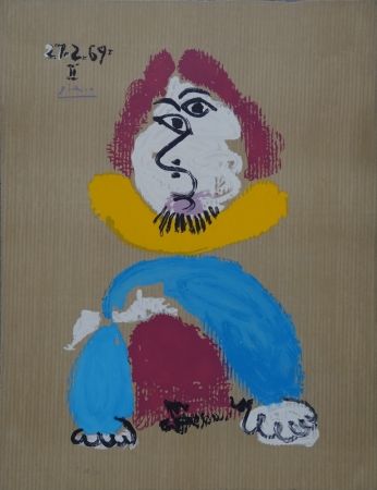 Lithograph Picasso - Portrait Imaginaire - Homme au col jaune