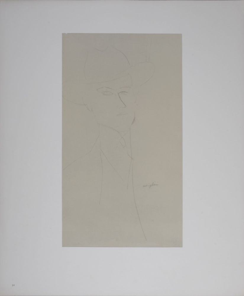Lithograph Modigliani - Portrait of Man