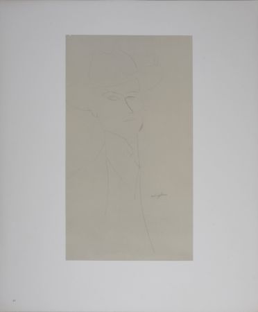 Lithograph Modigliani - Portrait of Man
