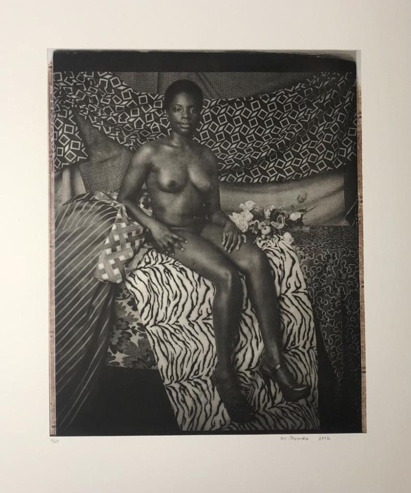 Photography Mickalene - Portrait of Marie Sitting in Black and White 