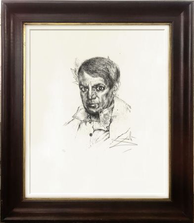 Etching Dali - Portrait of Picasso