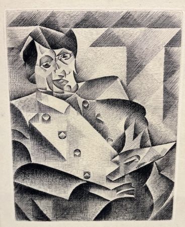 Engraving Gris  - Portrait of Picasso