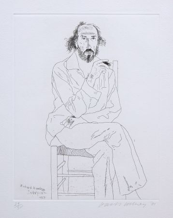 Etching And Aquatint Hockney - Portrait of Richard Hamilton