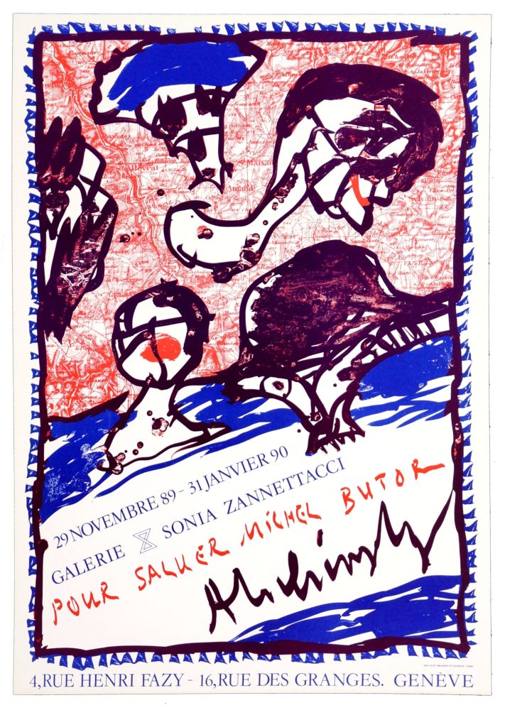 Lithograph Alechinsky - Pour saluer Michel Butor