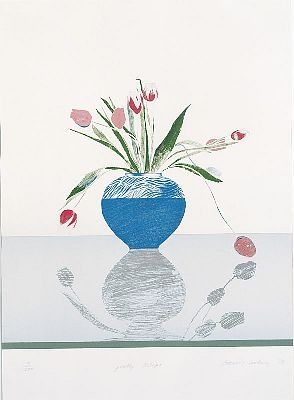 Lithograph Hockney - Pretty Tulips