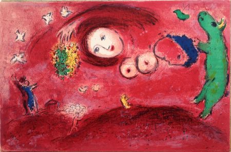 Lithograph Chagall - PRINTEMPS AU PRÉ (de la suite Daphnis & Chloé - 1961)