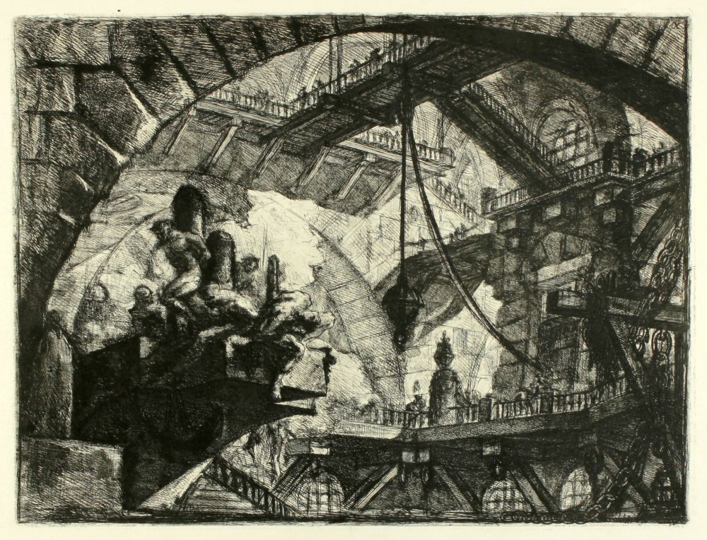 Etching Piranesi - Prisoners on a Projecting Platform (No. 10 from 