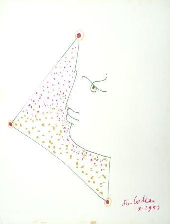 Lithograph Cocteau - Profil