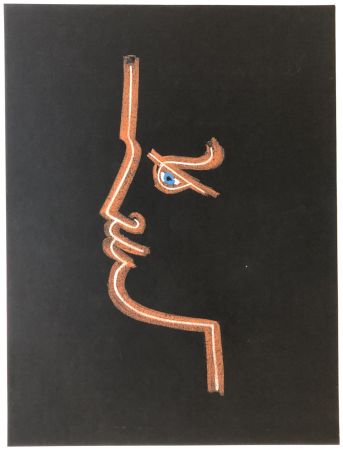 Lithograph Cocteau - Profile in Black 