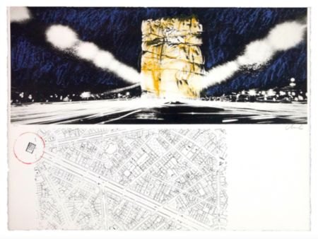 Lithograph Christo - Project for the Arc de Triomphe, Paris