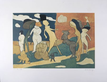 Lithograph Ray - Promenade, 1968 - Hand-signed