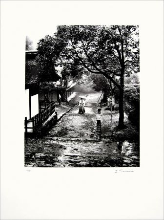 Lithograph Tourenne - Promenade dans la brume - Japon