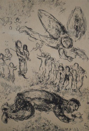 Etching And Aquatint Chagall - Psaumes de David, planche 13