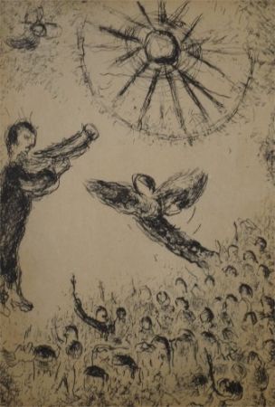 Etching And Aquatint Chagall - Psaumes de David, planche 15